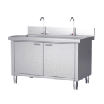Commercial 304 Stainless Steel Double Bowl Sink Cabinet, High-Efficiency 2-Basin Kitchen Sink Unit with Large Storage - Multiple Configurations Available