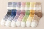 Saile Striped Dip-Dye Coral Fleece Socks (Style #2401) Wholesale Bulk